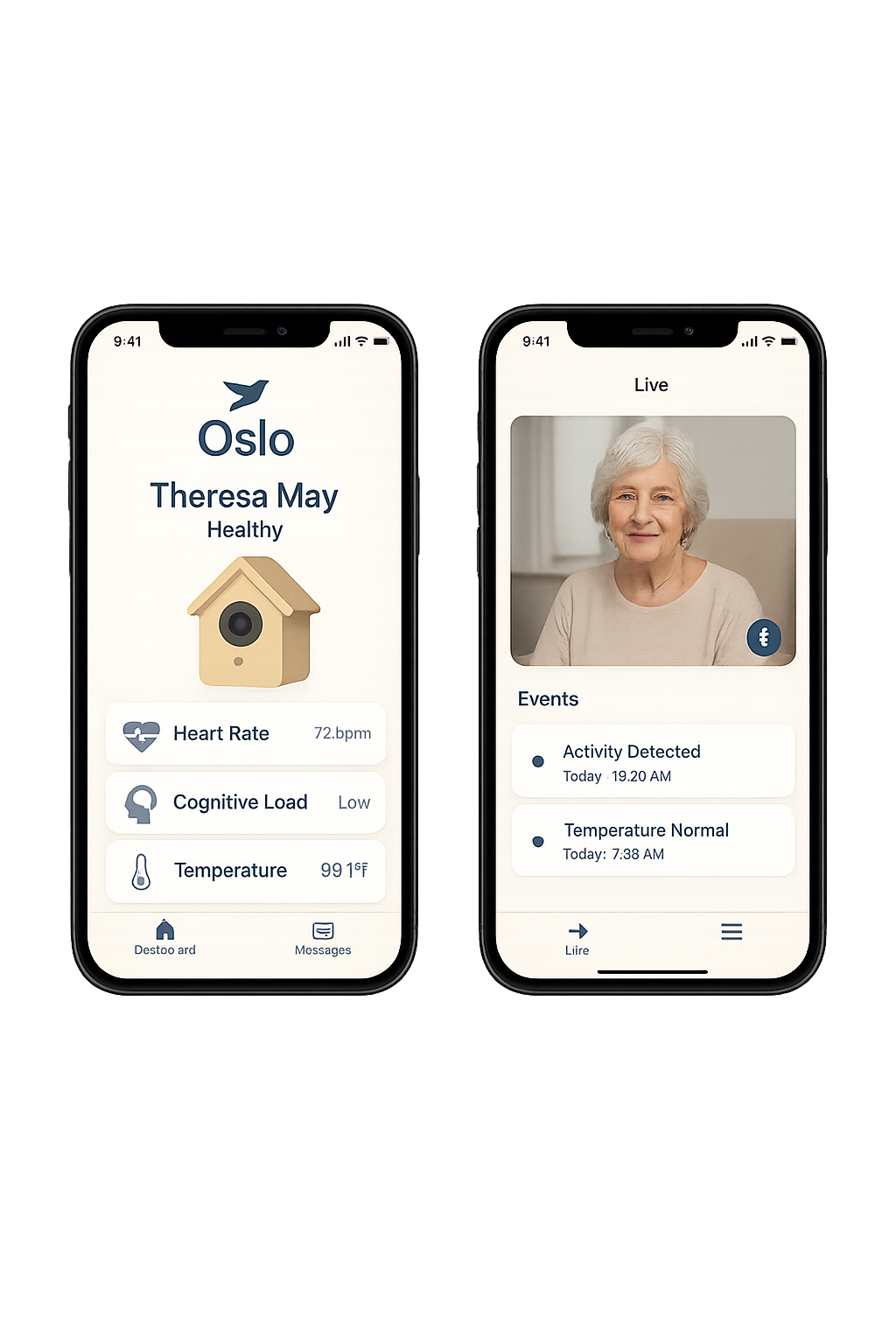Oslo app interface from caretaker's perspective